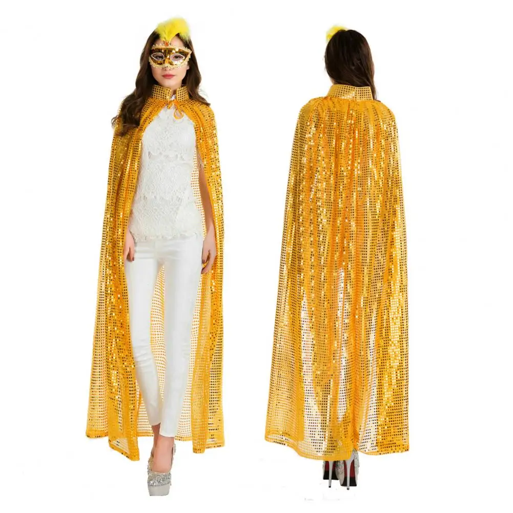 Halloween Cloak Cape Sequin Decoration Cloak Adult Long Sequin Cape for Women Halloween Party Cloak Costume for Cosplay