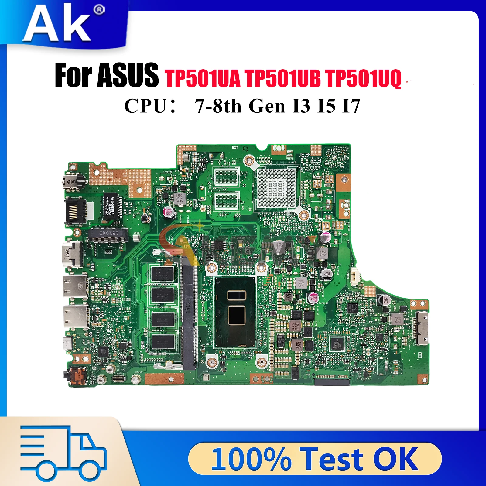 

TP501UA Laptop Motherboard For ASUS VivoBook Flip TP501UQ TP501U TP501UQK TP501UA TP501UB Notebook Mainboard With I3 I5 I7 CPU