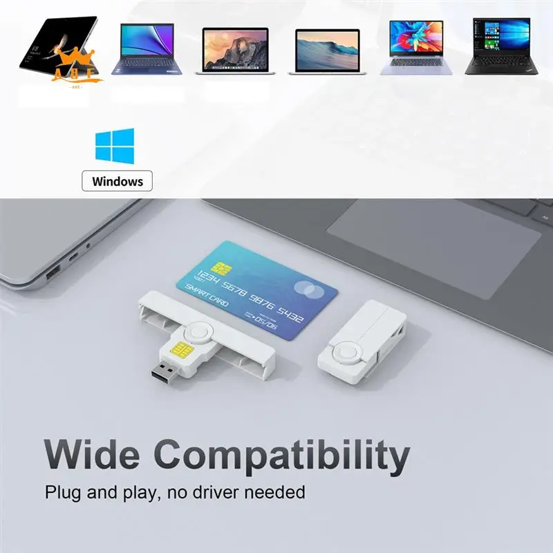 

A08E-CAC Устройство считывания карт USB C Smart Foldable DOD Type C Общий доступ Устройство считывания налогов SIM/ID/Bank для телефона, ноутбука