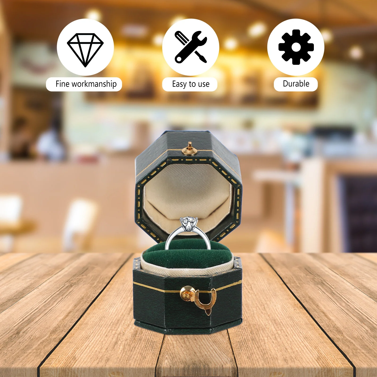 

Stylish Octagonal Ring Container Retro Metal Closure Jewelry Box for Gift Storage Wedding Party Favors Packaging Solution