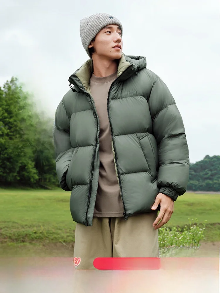 

Зимняя утепленная мужская модная пуховая куртка Snow Flng для активного отдыха, повседневная, из нейлоновой ткани, с наполнителем из пуха, в деловом стиле