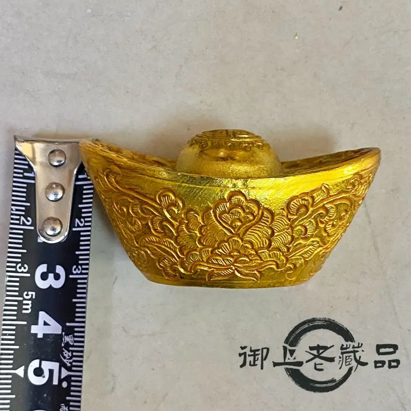 One pick-up two solid foot red gold ingot longevity pattern engraving coin Wenwan