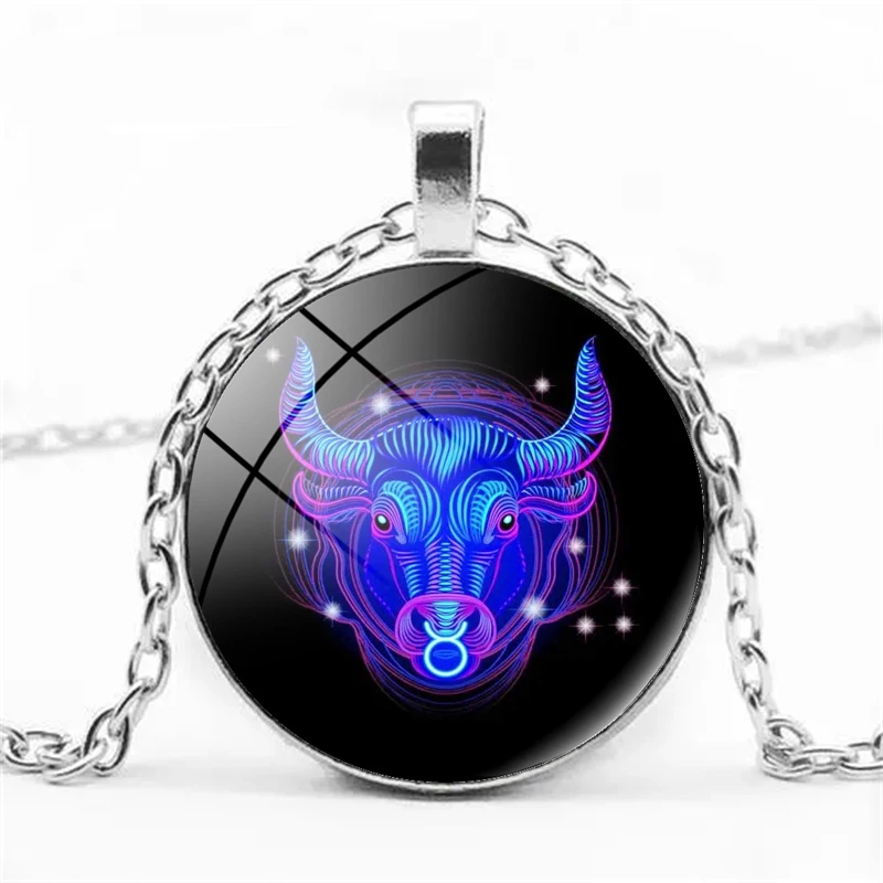 Luminous 12 Constellation Dome Glass Pendant Necklace for Women and Men's Birthday Party Gift Necklace Jewelry Glows in the Dark image 3