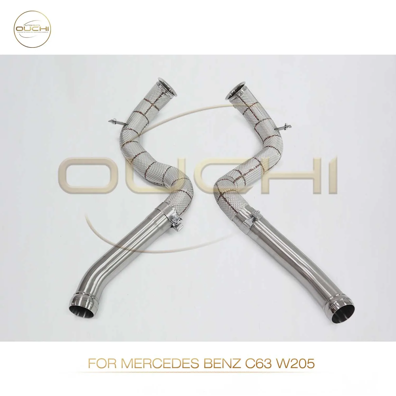 High performance Downpipe For Mercedes Benz C63 W205 OUCHI Exhaust System With Heat Shield Right hand drive