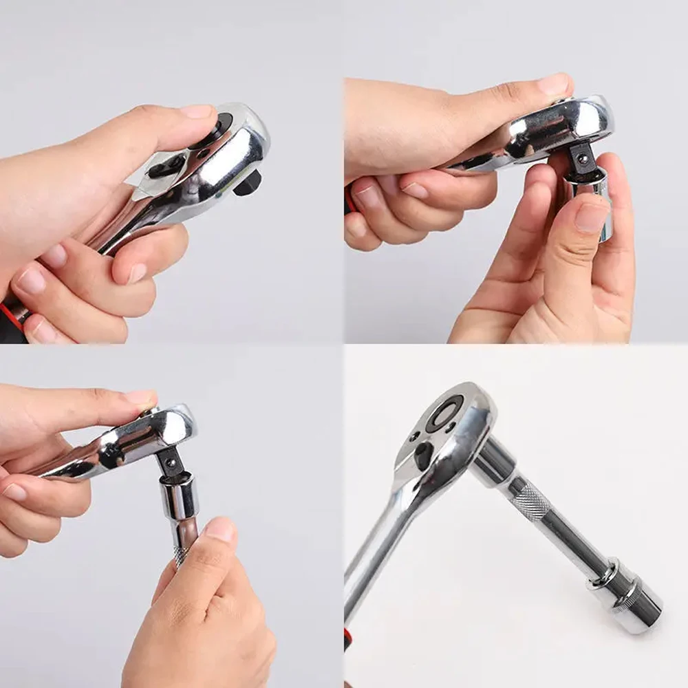 Juego de llaves de trinquete multifunción para reparación de bicicletas y motocicletas, herramientas de reparación de automóviles, 12 piezas, 1/4, 3/8 y 1/2 pulgadas