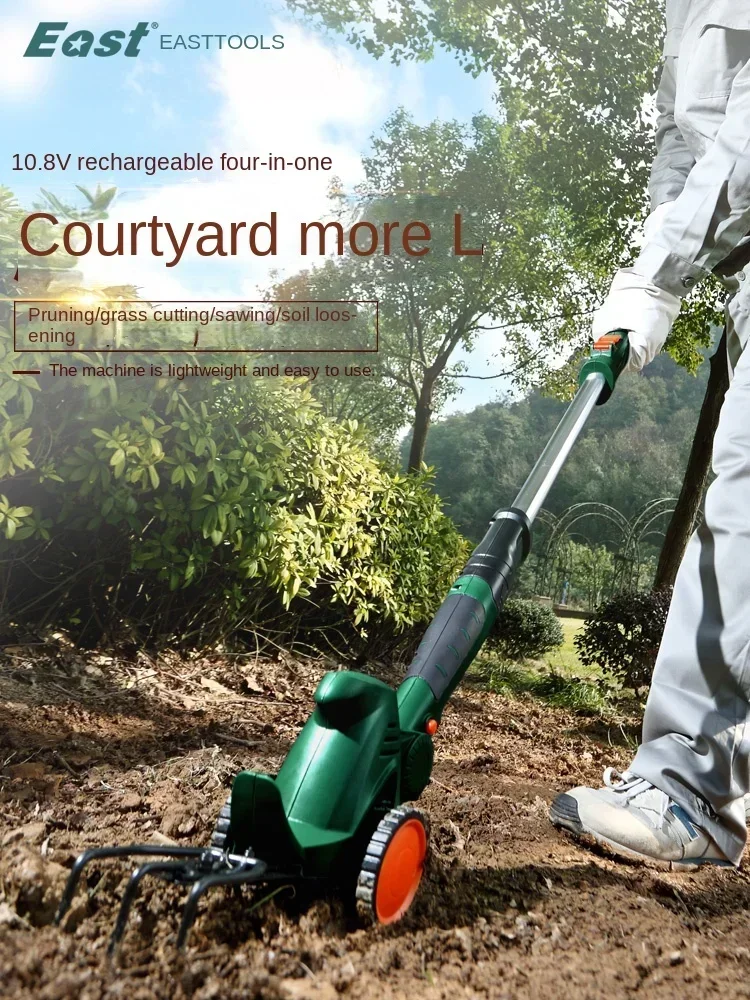 Electric lawn mowing, garden pruning, lawn mower, small household soil trimming and weeding, rechargeable micro-tiller