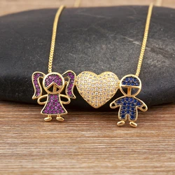 Nidin New Trendy Love Heart Shape Girl Boy Shine Zircon Pendant Necklace For Women Female Chain Choker Jewelry Mother's Day Gift