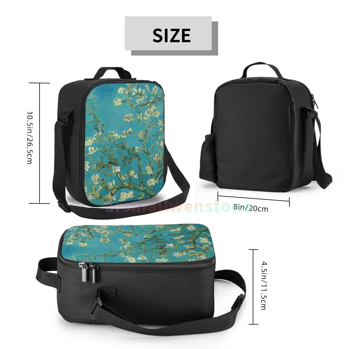 Vincent Van Gogh Almond Blossom Sling Lunch Bag Portable Thermal Insulated Lunch Box Picnic Multifunction Food Tote for Women