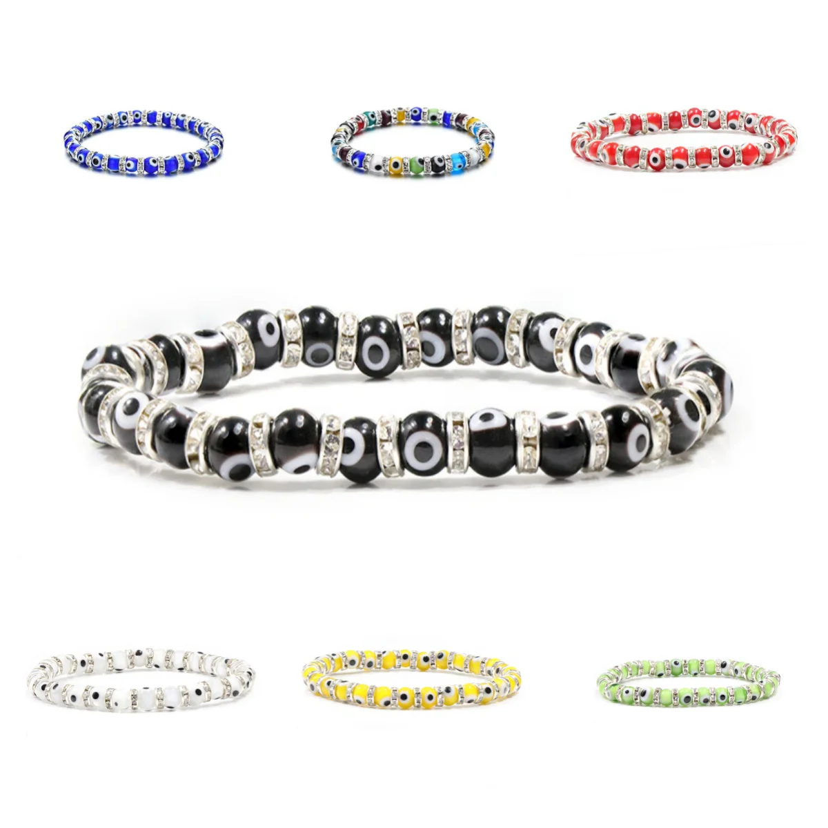 Ethnic Wear Men'S Fashion - 1 Boze-Oog-Armband, Elastische Glaskralen ter Bescherming
