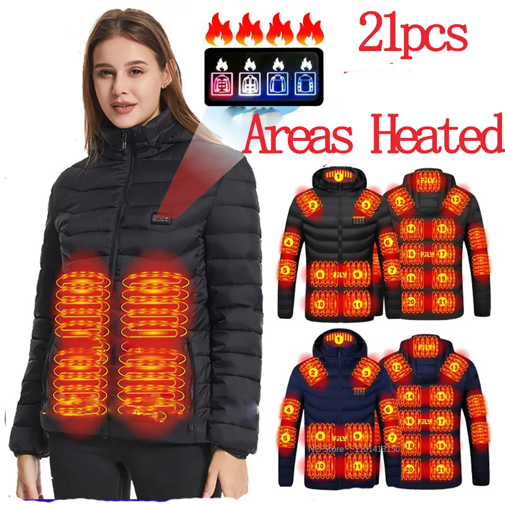 Men 19 Areas Heated Jacket USB Winter Outdoor Electric Heating Jackets Warm Sprots Thermal Coat Clothing Heatable Cotton jacket