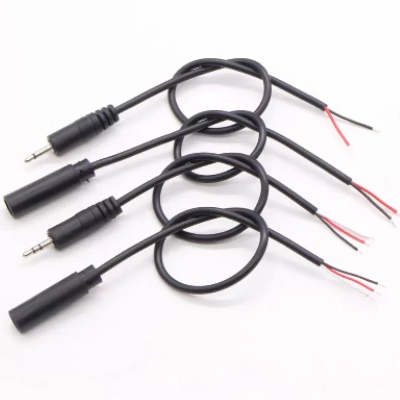 2.5mm 3.5mm 1/8'' Mono/Stereo Male Plug Female Jack Connector 2/3/4 Pole Pin AUX Extension Wire DIY Audio Headphone Repair Cable