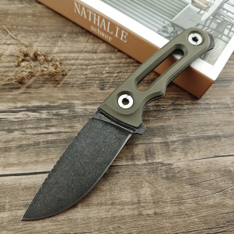 

Fx Straight Knife Nylon Fiber Handle 8Cr13Mov Blade Wilderness Exploration, Combat, Emergency Defense and Multi-functional Tool