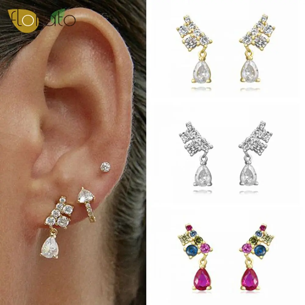 925 Sterling Silver Ear Needle Light Luxury Fan- Stud Earring White Colored Zircon Fashionable Tassel Earring for Women Boutique