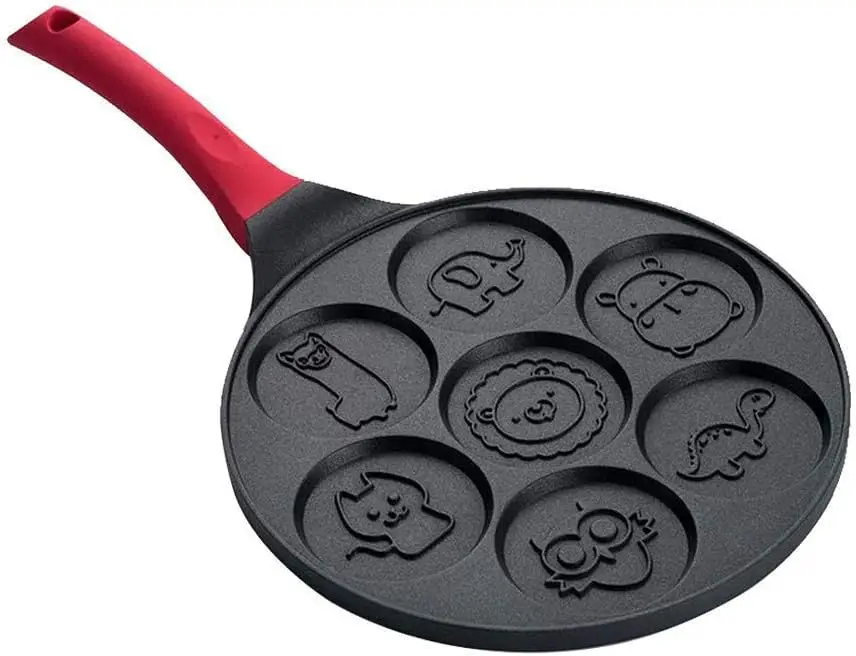 Induction pancake pan for children - 26 cm - With 7 egg molds - Mini pancake maker for pancakes, waffles and fried eggs