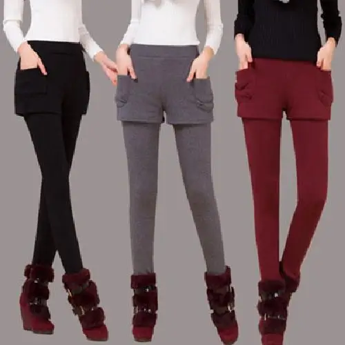 

Модные женские леггинсы из двух частей Thiened Fce для зимней верхней одежды, длинные брюки больших размеров, базовый слой Sli