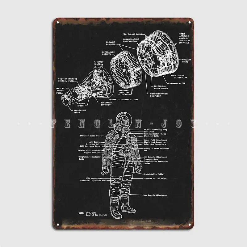 Apollo Top Blueprint Metal Sign Cinema Living Room Plaques Cinema Decoration Tin Sign Poster