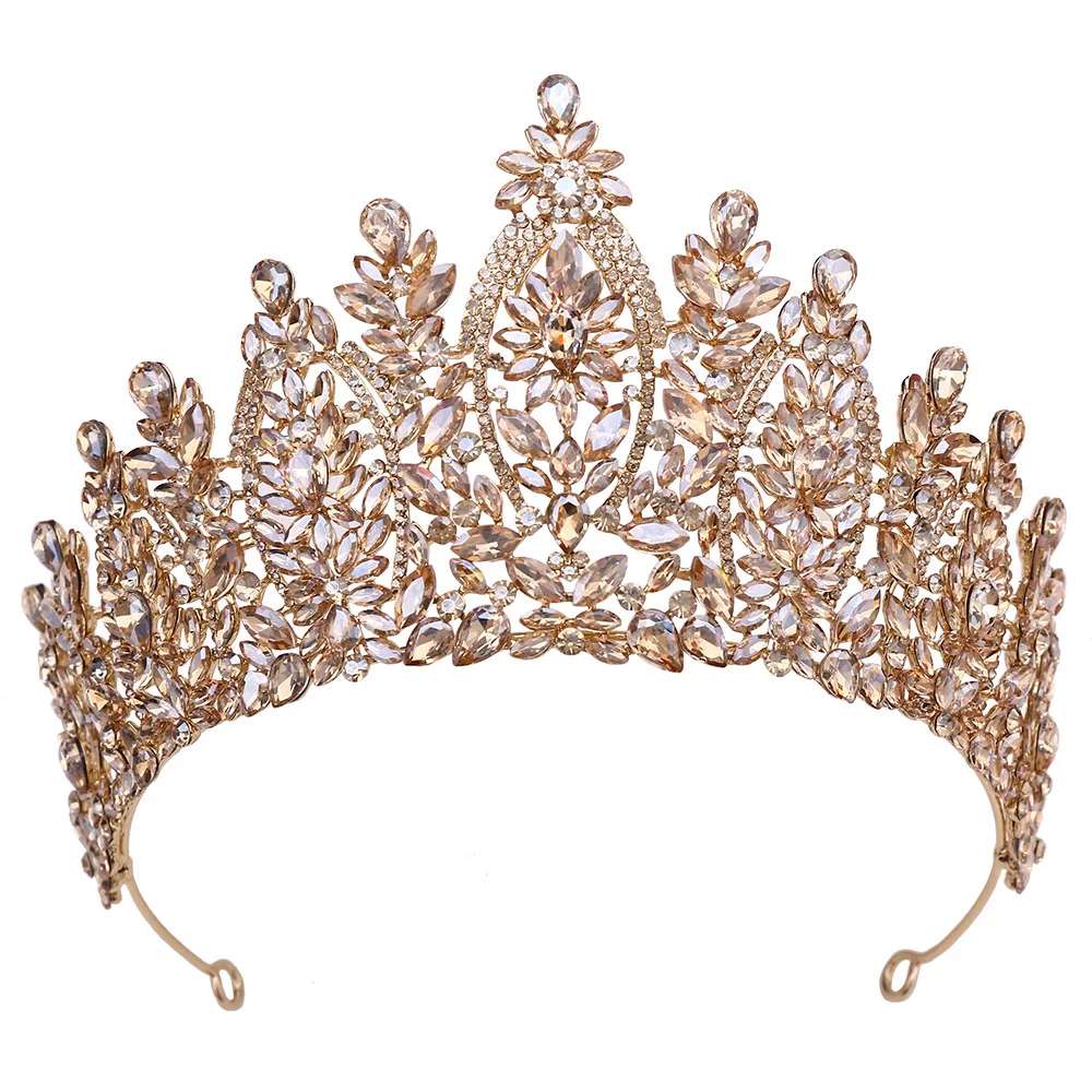 Baroque European and American beauty pageant bridal crown tiara alloy crystal wedding headband hair accessories crown