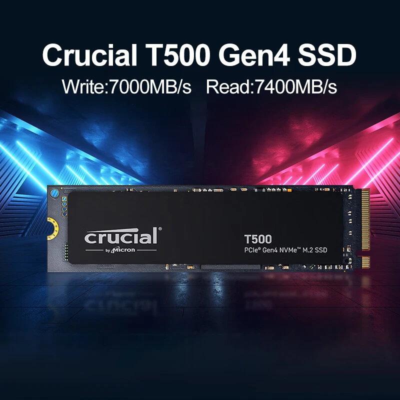 Crucial T500 1TB Gen4 NVMe M.2 내부 게이밍 SSD, 최대 7300MB/s, 노트북 및 데스크탑 호환 가능- CT1000T500SSD8(OEM 패키지)