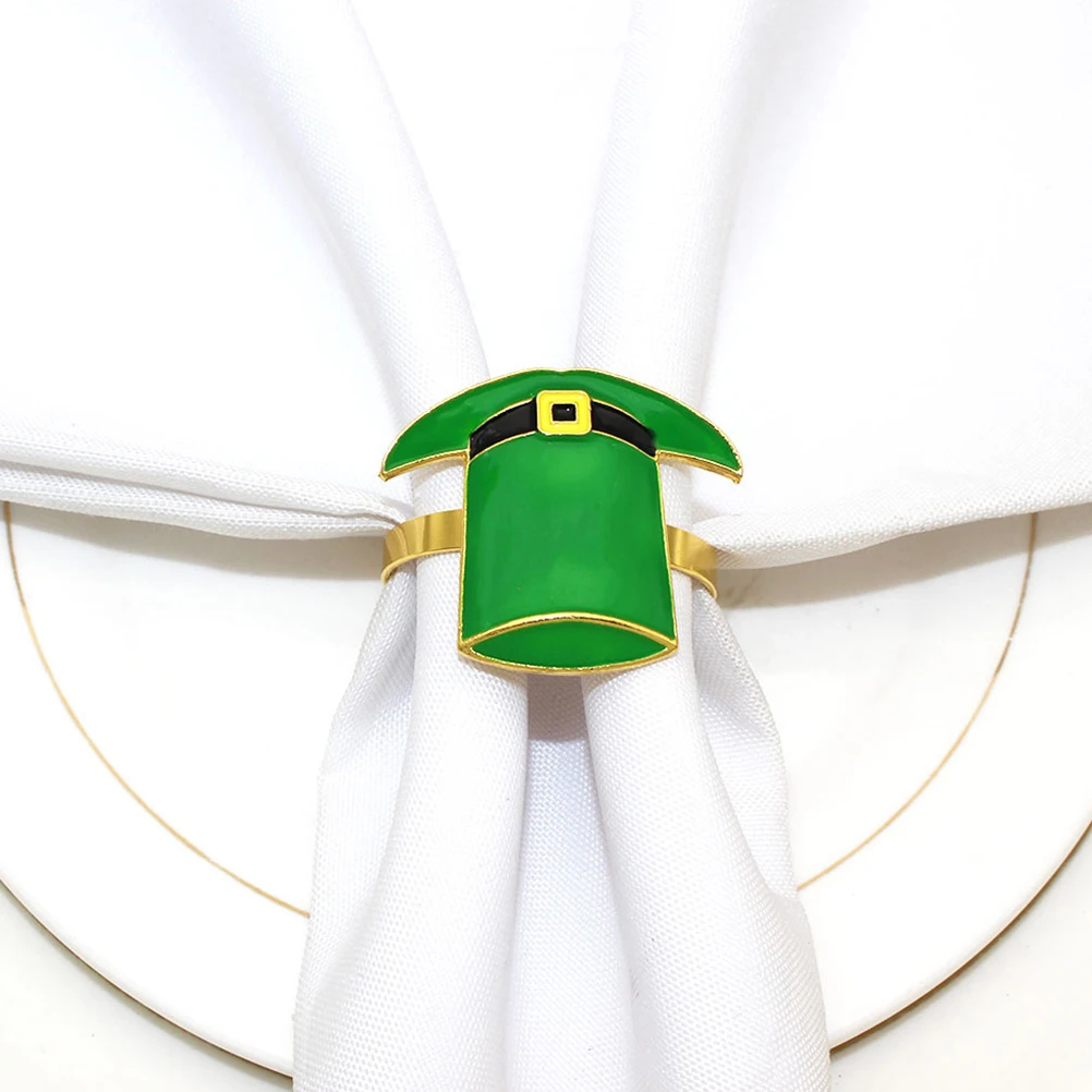 

6Pcs Irish Festival Hat Shaped Napkin Rings Alloy Dining Table Decoration Party Holiday Napkin Holder Serviette Buckles