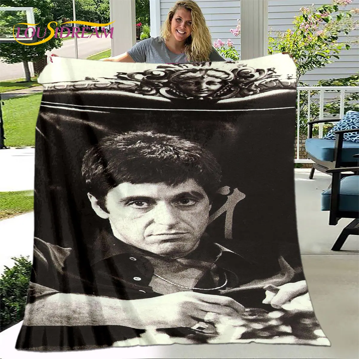Мягкое плюшевое одеяло фильм «Лицо со шрамом» с 3D принтом, фланелевое одеяло, покрывало для гостиной, спальни, кровати, дивана, пикника, Детское покрывало