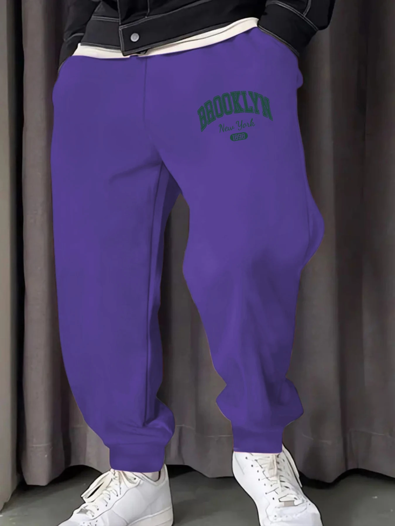 

Brooklyn New York 1898 Printing Man's Sweatpants Warm Britches Joggers Street Long Pants Pocket Hip Hop All-Match Trousers