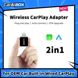 CarAIBOX-Dongle CarPlay inalámbrico 2 en 1, Android Auto Box para Radio de coche con cable CarPlay