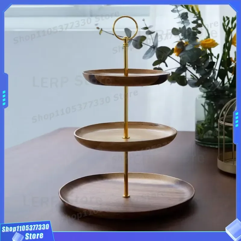 Nordic Style 3 Tier Wooden Fruit Plate Stand for Snacks Cake Nuts Candy Serving Tray Home Decor Party Restaurant Bar Supplies
