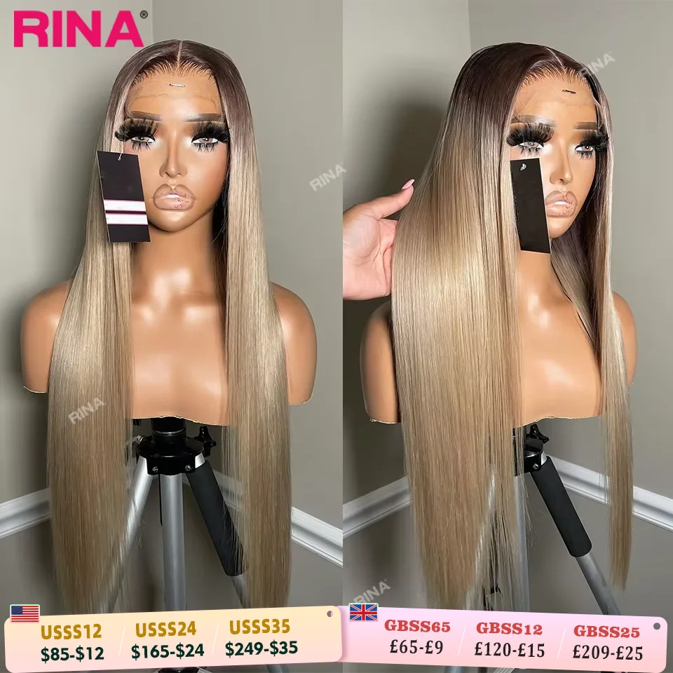 13x4 marrón oscuro Rubio recto encaje Frontal cabello humano 200 densidad 13x6 peluca Frontal de encaje transparente brasileño para mujeres