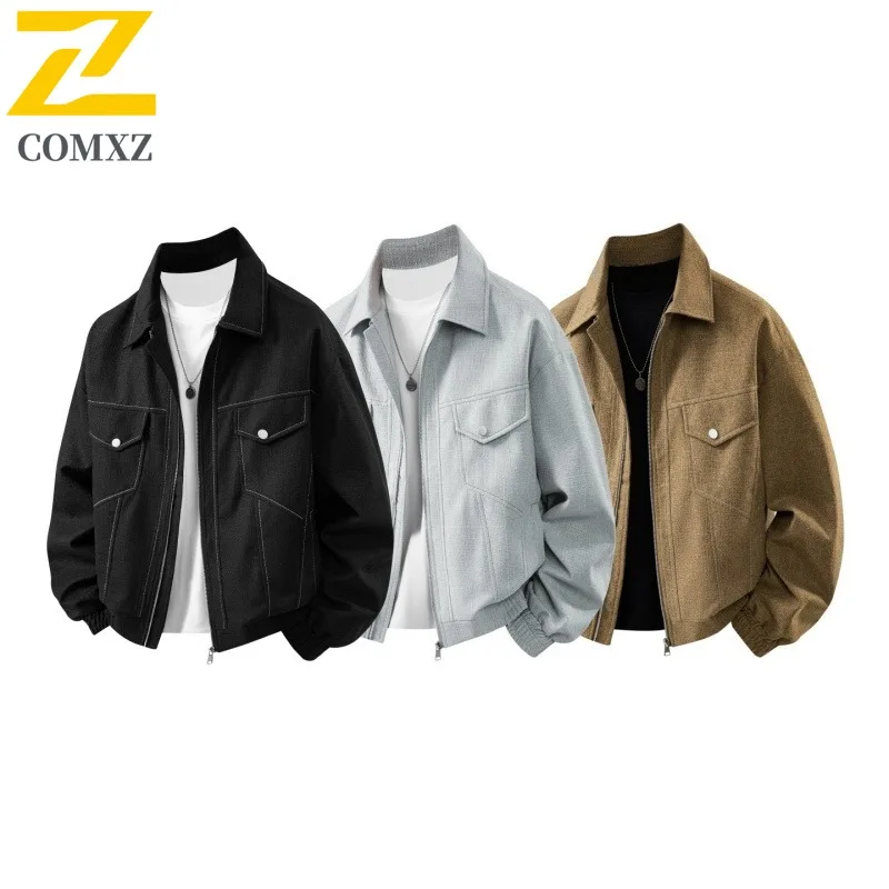 COMXZ Premium Men Jacket Korean Style Fashion Lightweight Coat Casual Daily Style Windproof Spring Autumn Garment windbreaker