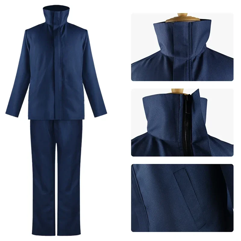 애니메이션 고조 사토루 코스프레 코스튬, 주술 가이센 고조 사토루 코스프레 유니폼, 가발 안경 세트, 남성용 할로윈 의상