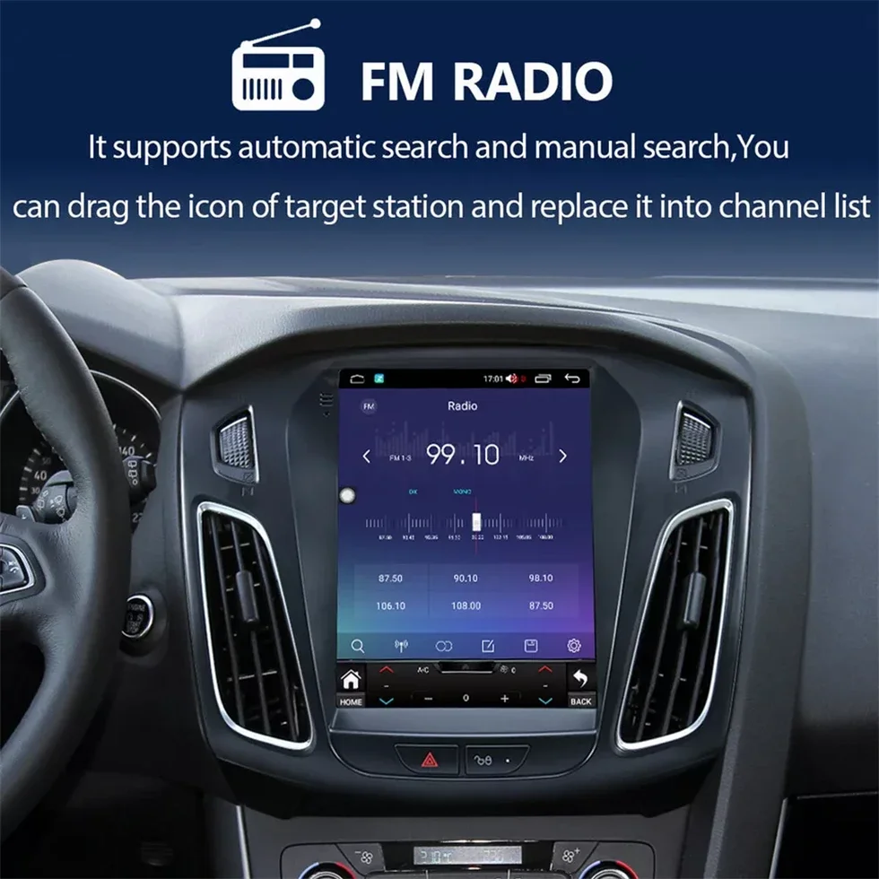 Radio mobil 9.7 inci MODEL Tesla, Radio GPS mobil Android 14 4G DSP 2 Din, untuk Ford Focus 3 Mk 3 2011-2019, pemutar Video Multimedia RDS