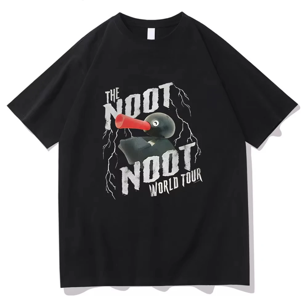 Pingu Noot Noot World Tour Vintage T-Shirt New Pattern Pure Cotton Tees Round Neck Short Sleeve T Shirt Women Men Casual Clothes