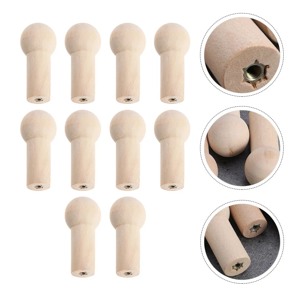 10Pcs Wooden Pegs Natural Texture Strong Clothes Hanging Built-in Screw Nut Hook Accessories Wooden Pegs Hanger Peg