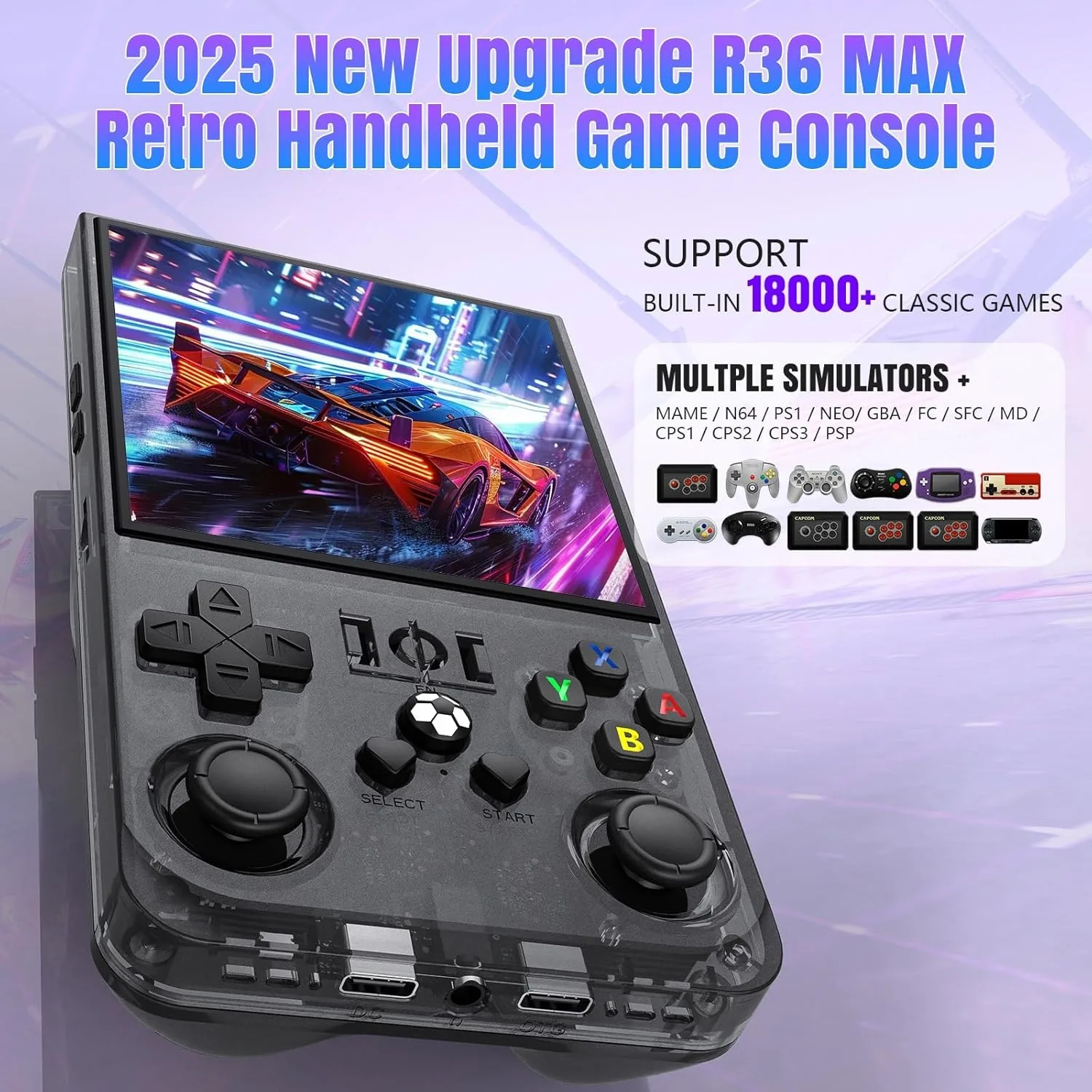 FLLAPT R36MAX Retro Handheld Game Console 4.0'' HD IPS Screen with 128G Built-in 22000+ Games Video Player Open Source System