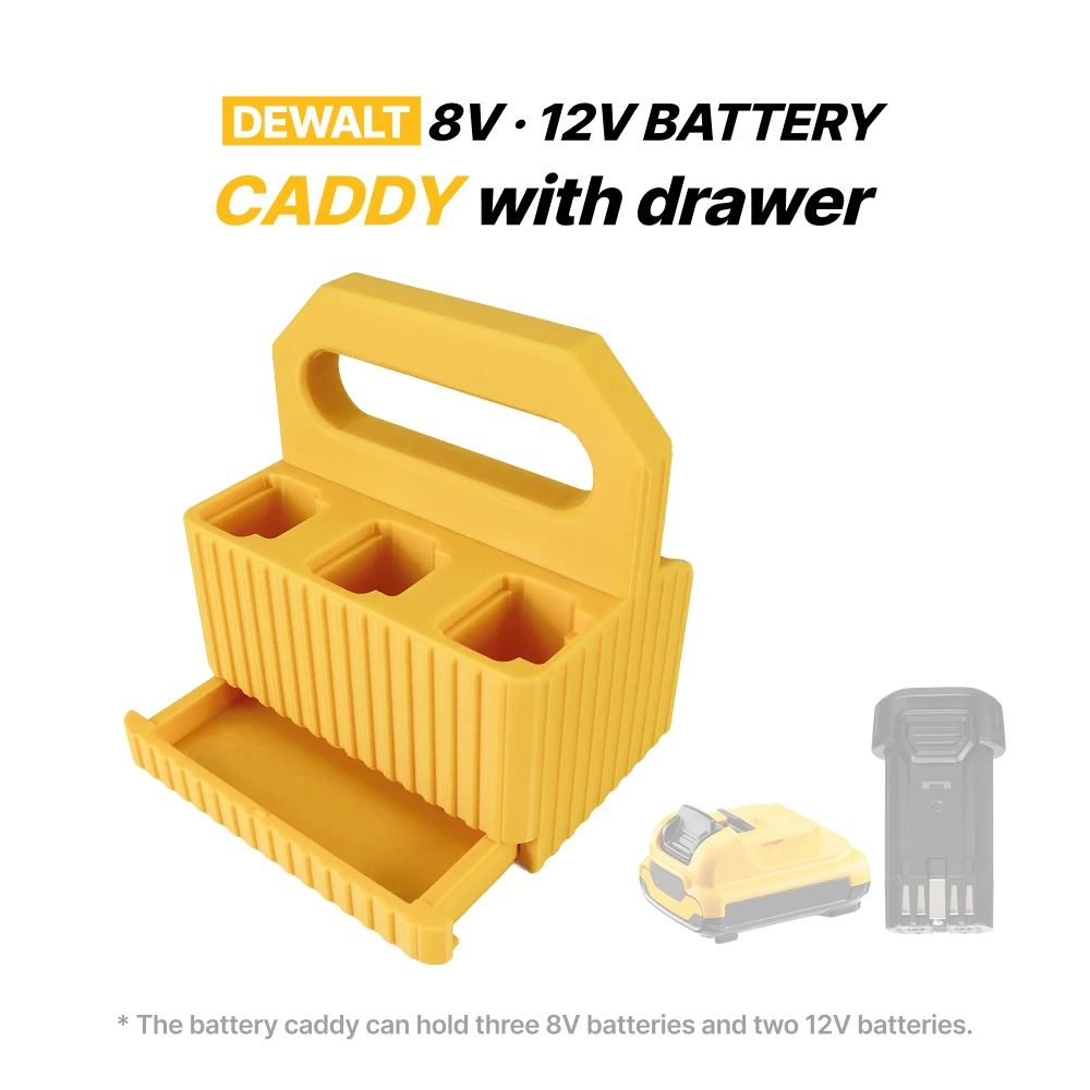 

Battery Caddy with drawer compatible Dewalt 8V.12V Battery Caddy with drawer