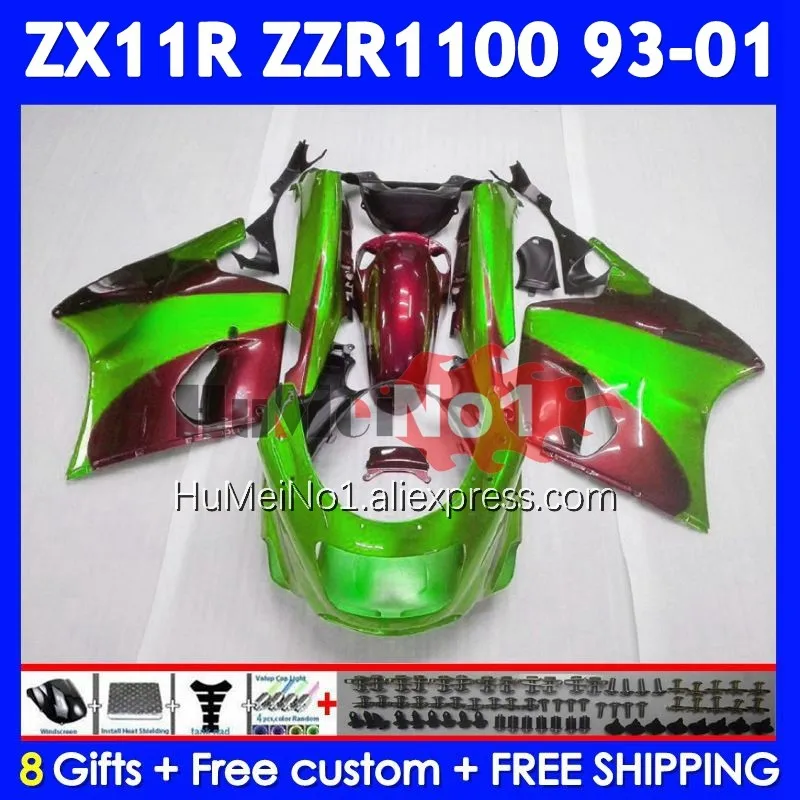 ZZR1100 For KAWASAKI NINJA ZX-11R ZX11R ZZR 1100 1993 1994 1995 Pearl green 1996 224No.89 ZX 11R ZX11 R 97 98 99 00 01 Fairing