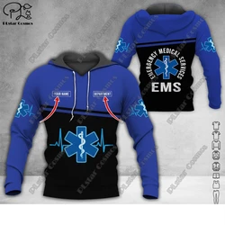 Custom Name EMS Emergency Medical Service Uniform 3D Printing Hoodie Street Women Men Pullover/Sweatshirt/Zip Hoodie A11