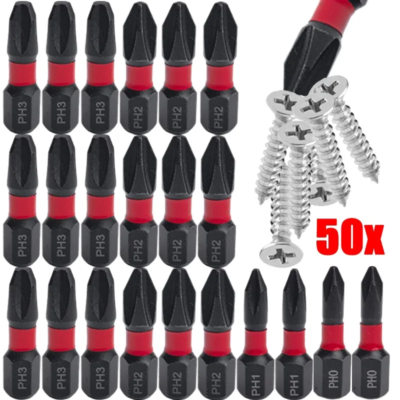 PH0/PH1/PH2/PH3 Magnetic Phillips Head Screwdriver Bits S2 Steel 1/4