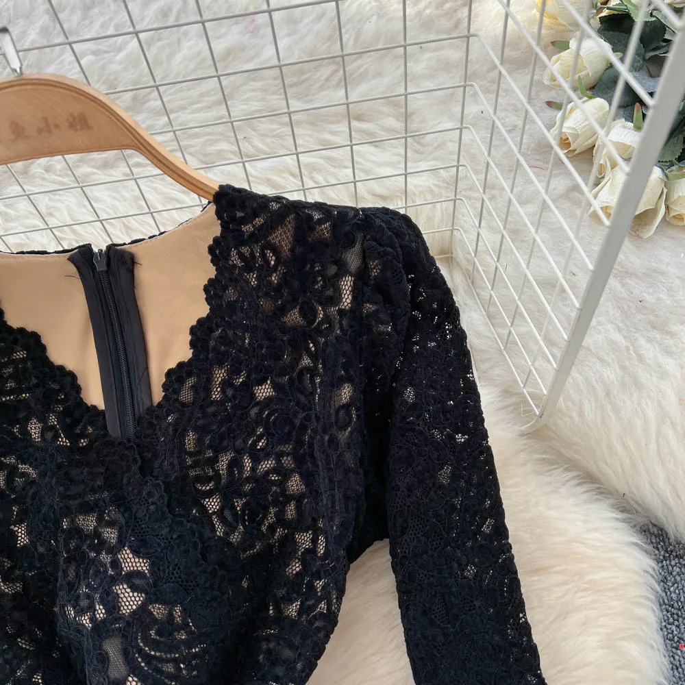 Chic vintage Sexy V-neck lace Ruched Fairy A-line Vacation Women Boho Sundress ceremony dresses