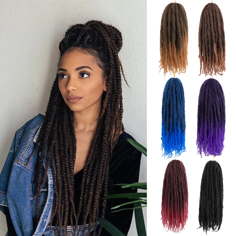 Marley Twist Braiding Hair 18 Inch Marley Hair Crochet Braids Long Afro Kinky Premium Synthetic Fiber Marley Hair Extensions