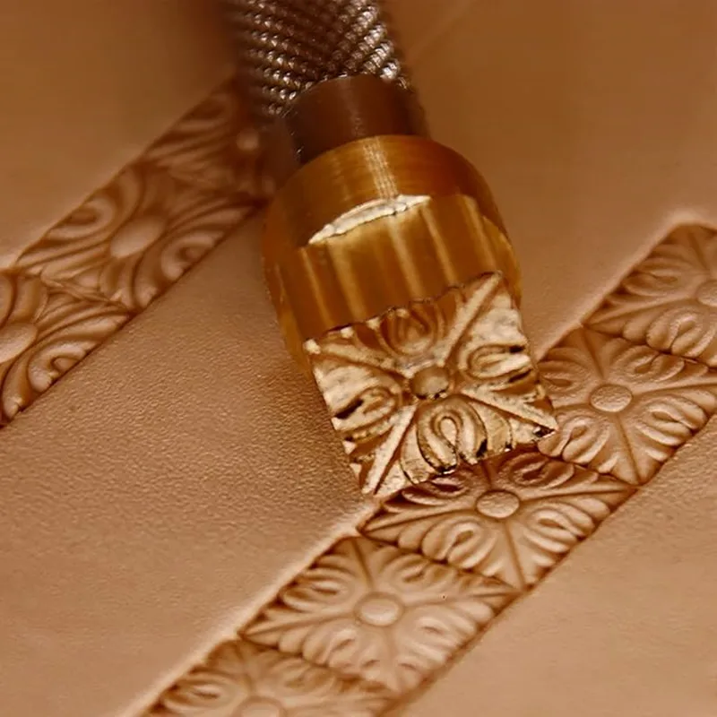 

Sacred Art Embossing Stamp 10x10mm - Steel Handle & Copper Head for Ritual Leathercraft | Ornate Tibetan Pattern Tool