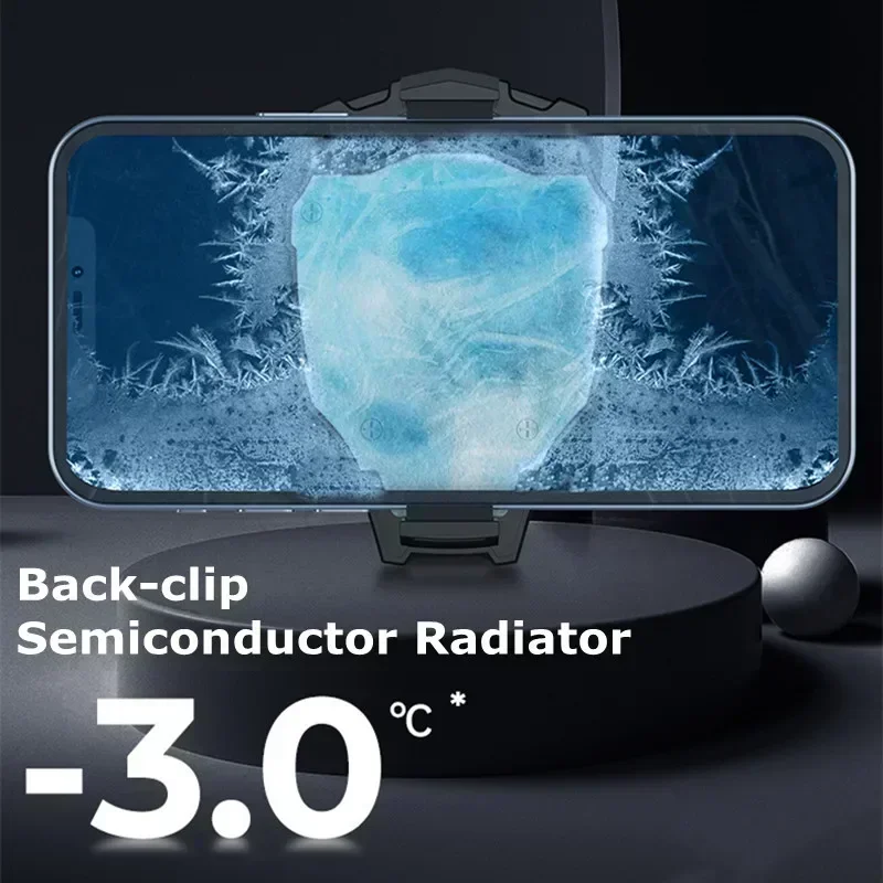 AL03 Mobile Phone Semiconductor Back-clip Cooling Fan Radiator for IPhone Android PUBG TYPE-C Game Cooler W/ RGB Light Heat Sink