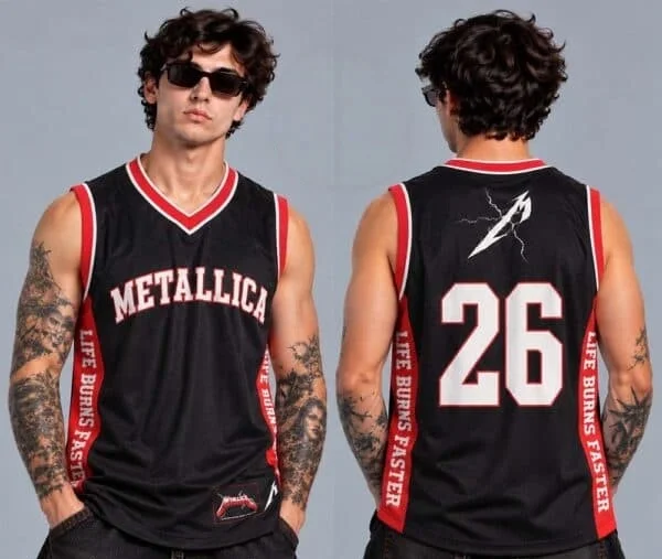 Men Metallica Rock Band Basketball Jersey #26 Sleeveless Tank Top Quick Dry Sport Vest Heavy Metal  Training  Family Matching