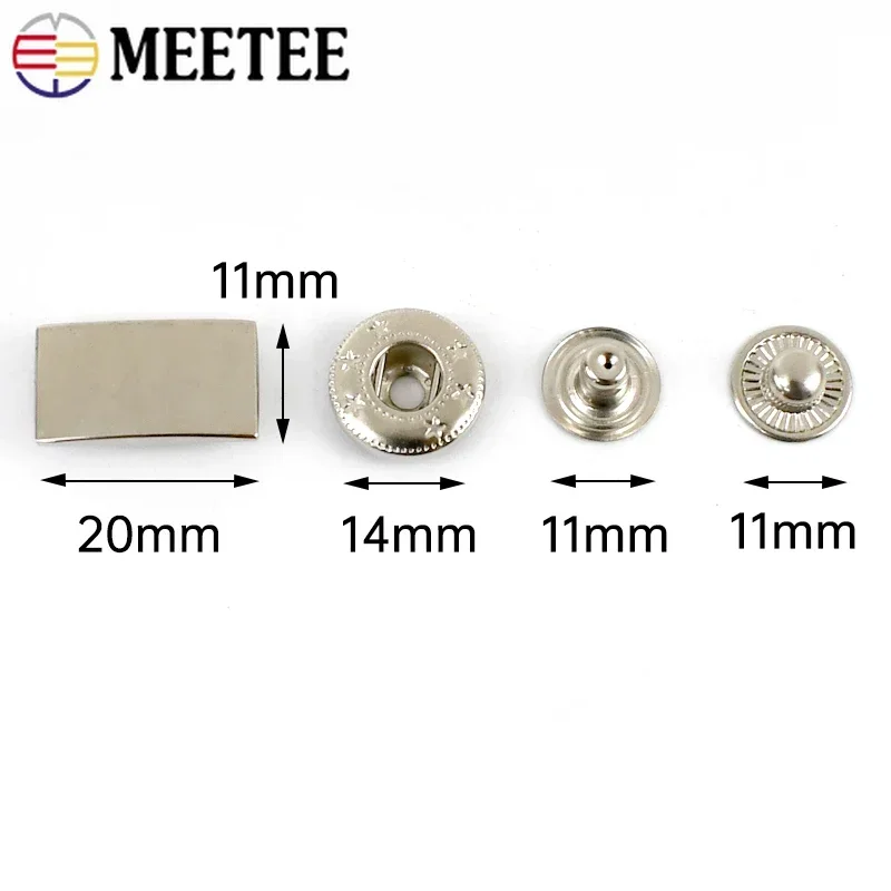 10/20/30Sets Meetee 20mm Metal Snap Button for Clothing Adjustable Pants Buttons Down Jacket Fastener Press Buckle Sewing Supply