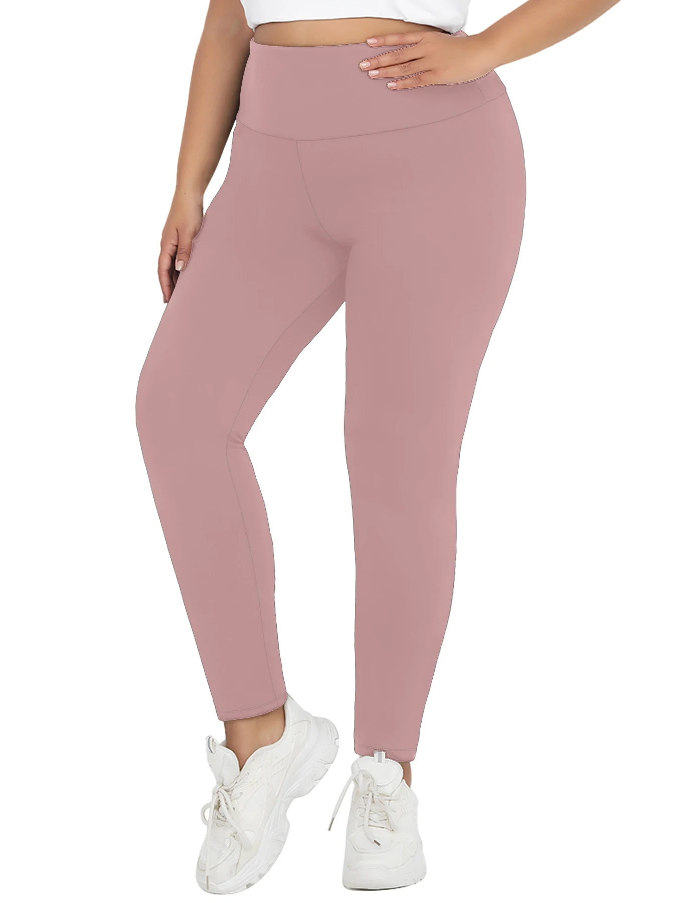 Übergrößen-Leggings mit superweichem Fleecefutter für Damen, Thermo-Warmhosen für Workout, Yoga und Laufen im kalten Winter. – Detail 14
