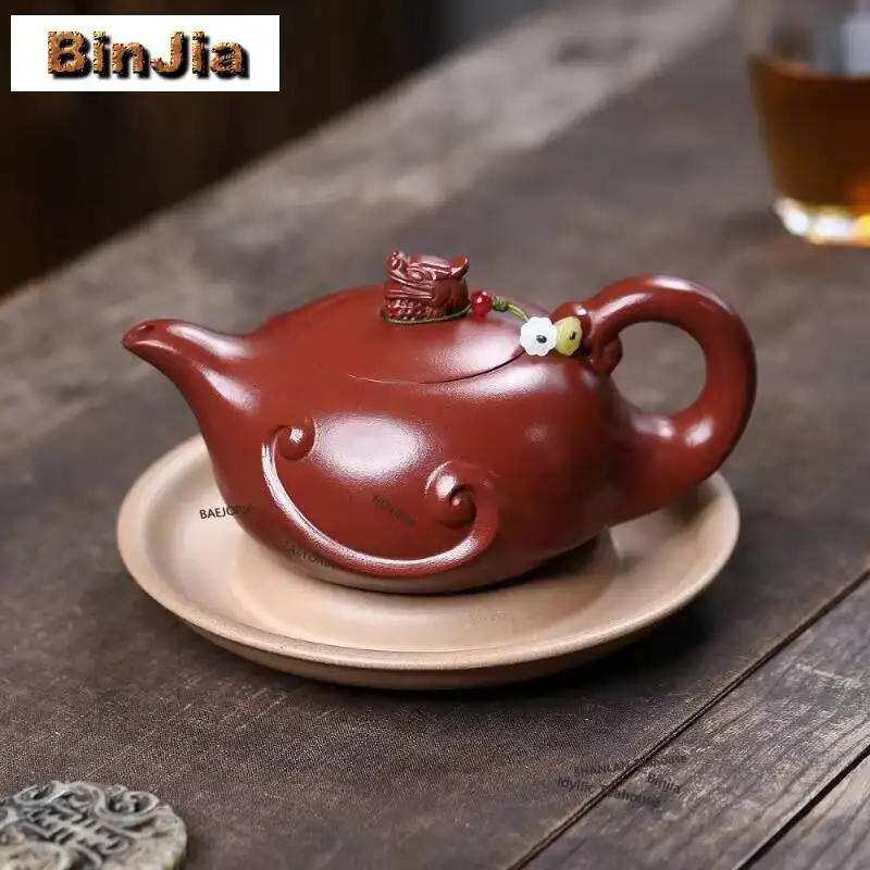 340ml Aesthetic Yixing Purple Clay Teapots Handmade Dragon Pot Raw Ore Dahongpao Mud Kettle With Filter Zisha Tea Set Cha Gift