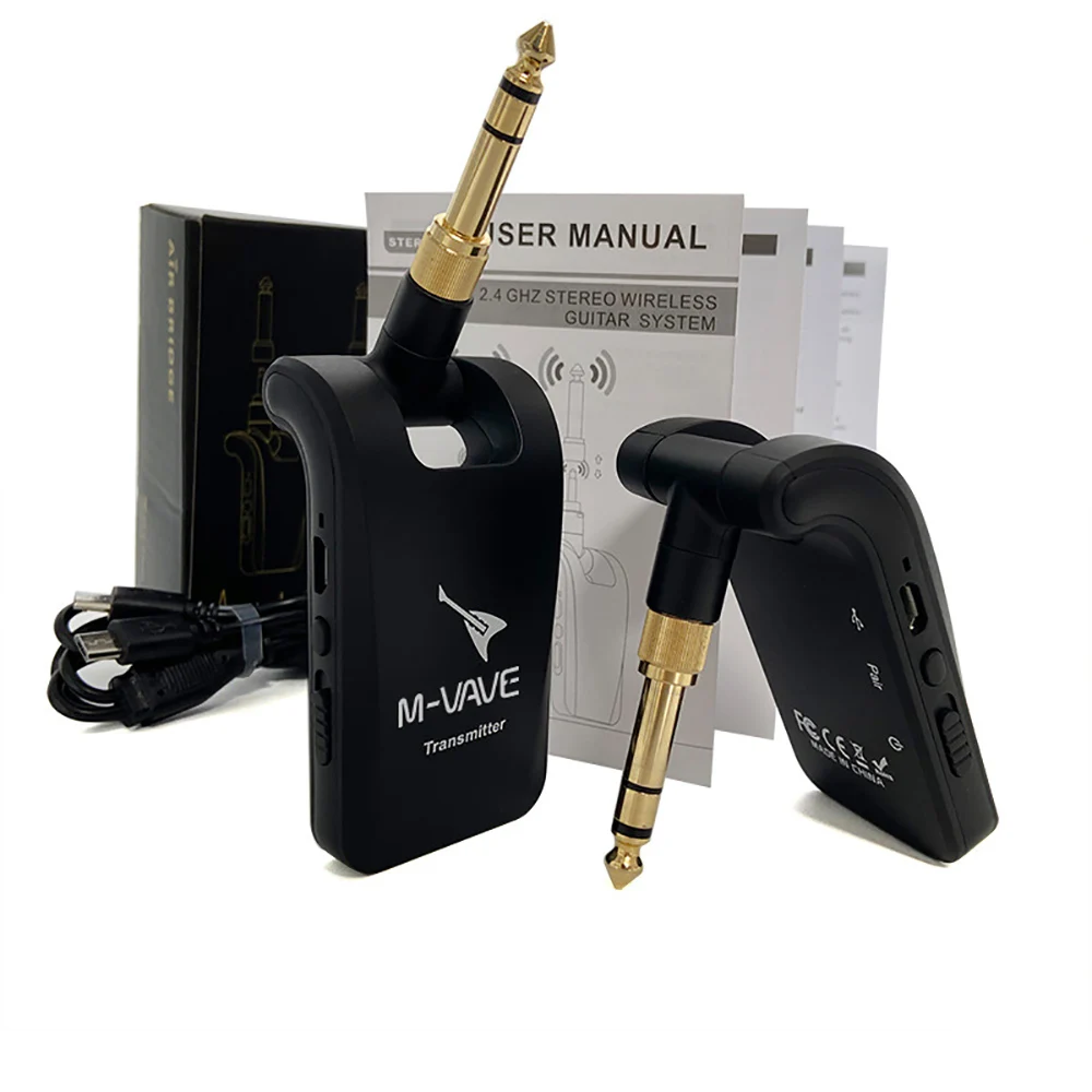 M-vave WP-5 2.4GHz Wireless Guitar System Wireless Guitar Transmitter Receiver Stereo 2 in 1 Plugs 6 Channels Guitar Wireless