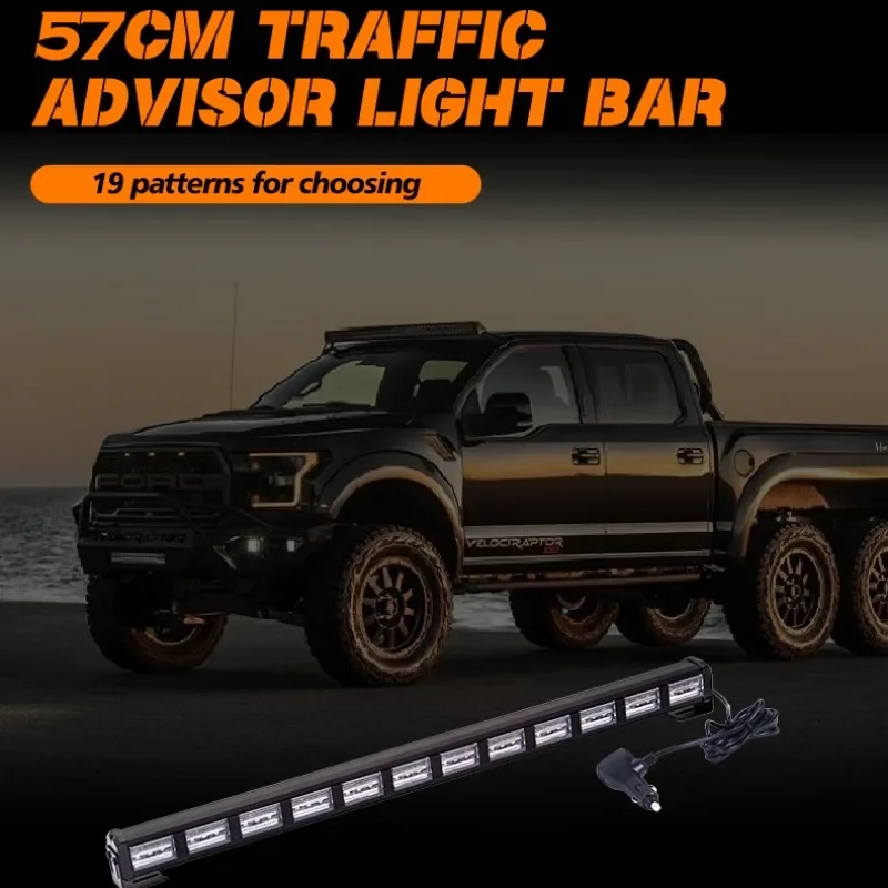 22inch Amber White Emergency Strobe Light Bar High-Power 36LED Car Warning Lamp Car Roof Top Flashing Lights 12-24V