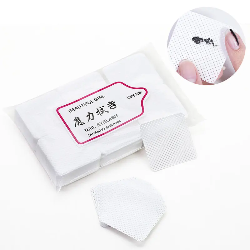 Clou Beaute 300pcs/pack Lint-Free Paper Pad Wipes Manicure Cotton Nail Art Eyelash Extension Glue Cleaning Gel Polish Removal