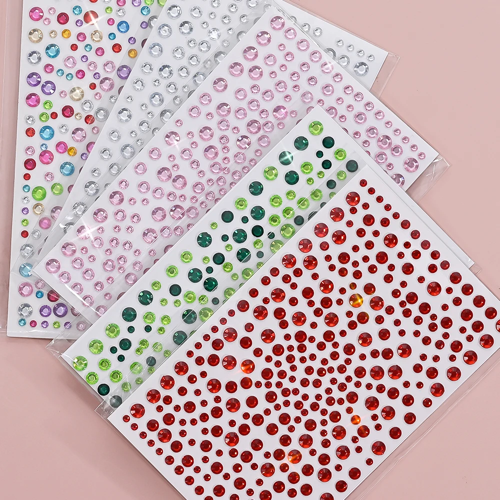 

1625Pcs 3D 3-6mm Semi-Circular Nail Art & Makeup Decorations Self-Adhesive Acrylic Face & Eye Stickers Crystal Diamond Tattoos#5